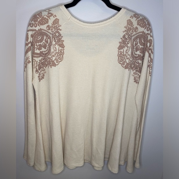 Free People Women's Cream Waffle Knit Top - Picture 4 of 5
